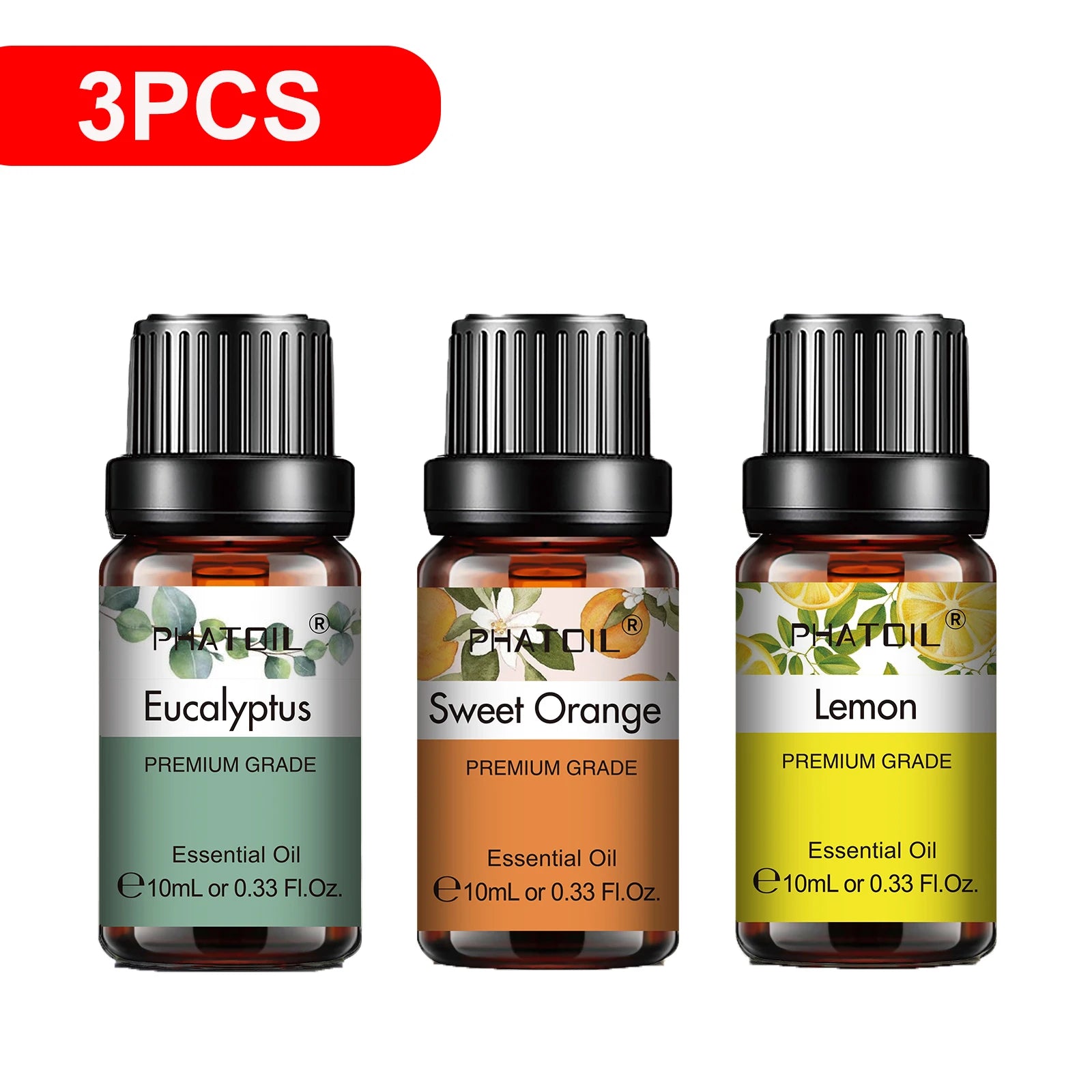 3-Pack Pure Essential Oil Set | 10ml Aromatherapy Oils