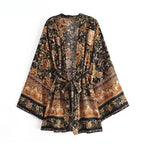 Boho Floral Bat-Sleeve Kimono Dress