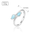 Larimar Two Stone Duo Ring in 925 Sterling Silver
