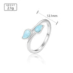 Larimar Two Stone Duo Ring in 925 Sterling Silver
