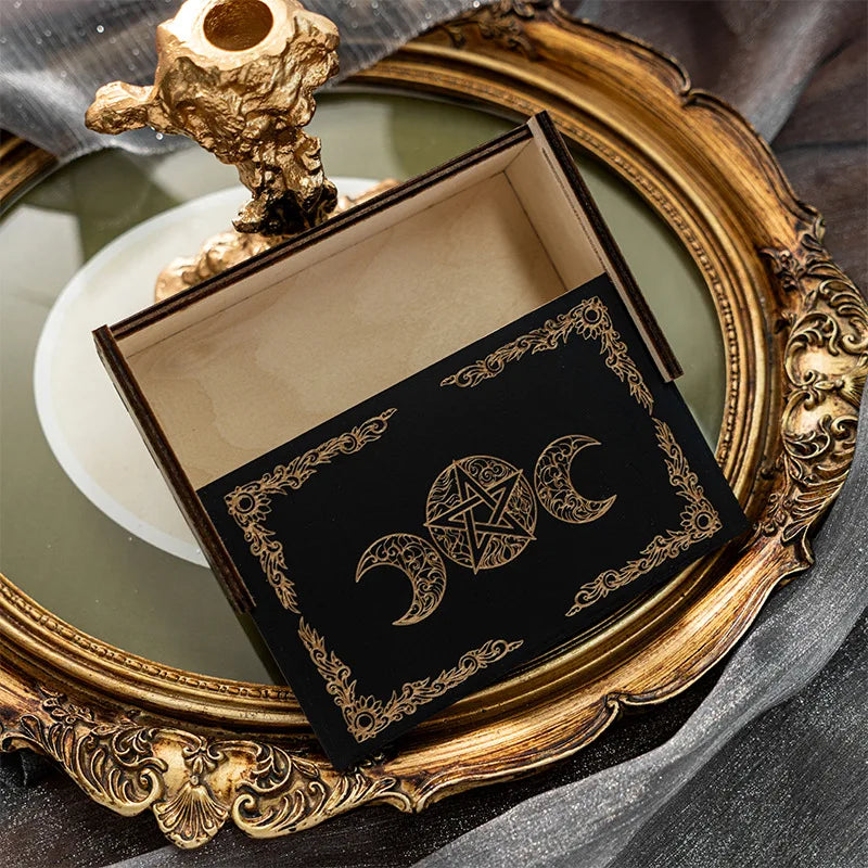 Black Lacquered Tarot Box with Gold Sacred Symbol | Choose Your Design