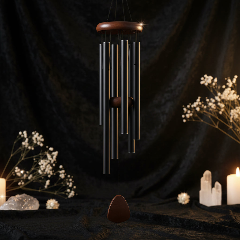Retro Wind Chime | Aluminum Tube Outdoor Chime in Gold, Silver & Black
