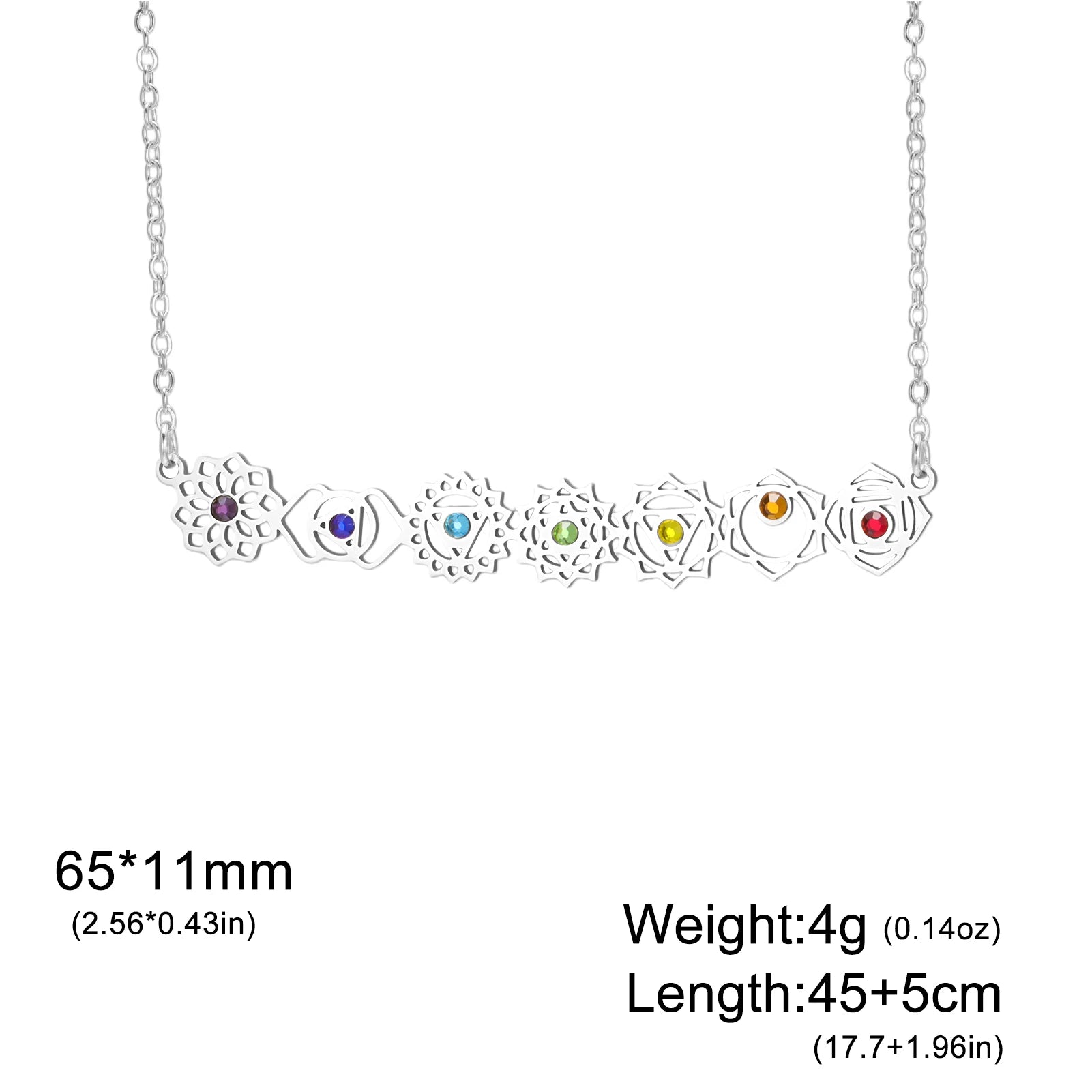 7 Chakra Pendant Necklace – Colorful Stone Stainless Steel