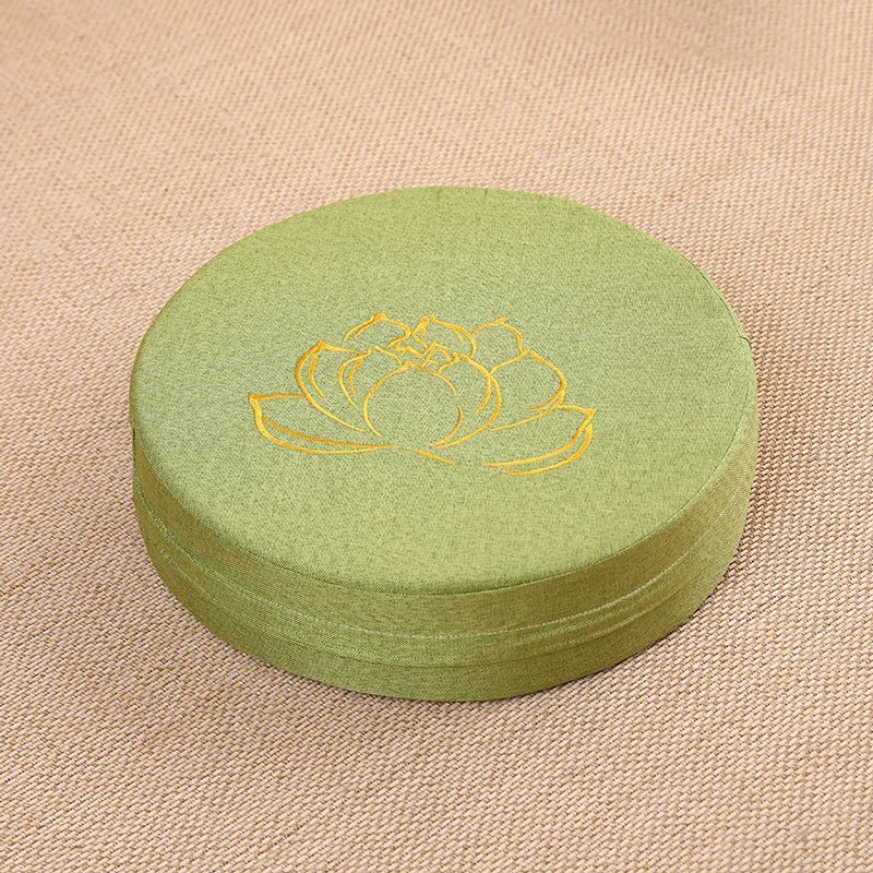 Round Lotus Meditation Zafu Cushion | Linen Floor Pillow for Yoga & Ritual