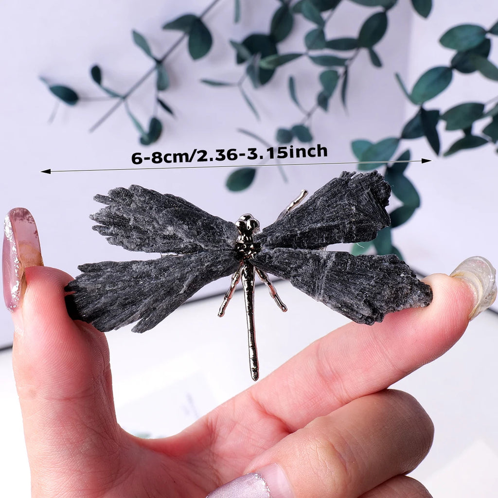 Black Tourmaline Feathered Dragonfly Charm