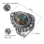 Labradorite Oval Gemstone Ring | 925 Sterling Silver