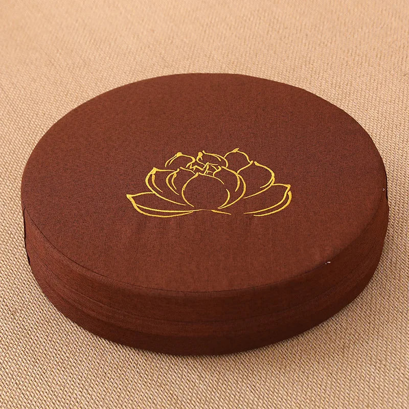 Round Lotus Meditation Zafu Cushion | Linen Floor Pillow for Yoga & Ritual