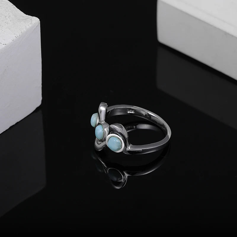 Larimar Cluster 925 Sterling Silver Ring