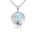 Larimar Dolphin Cutout Pendant Necklace, Round
