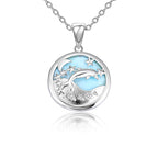 Larimar Dolphin Cutout Pendant Necklace, Round