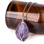 Tree of Life Crystal Necklace — Wire-Wrapped Natural Stone Pendant