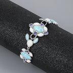 Larimar Geometric Link Bracelet in 925 Sterling Silver