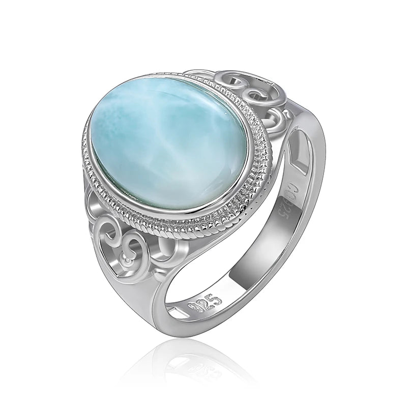 Larimar Oval Cocktail Ring, Zircon Accents