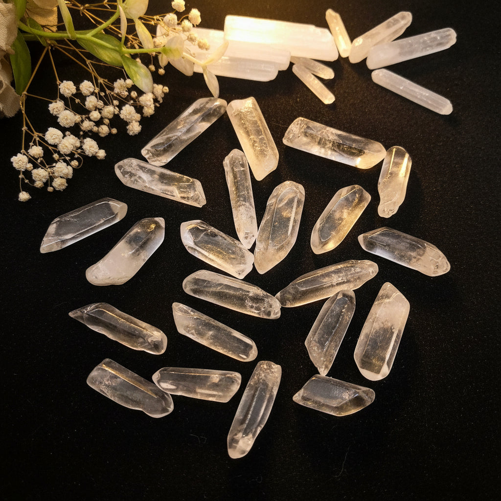 Natural Clear Quartz Raw Crystal Wands | Polished Bulk Bag