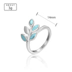 Larimar Olive Leaf Ring in 925 Sterling Silver