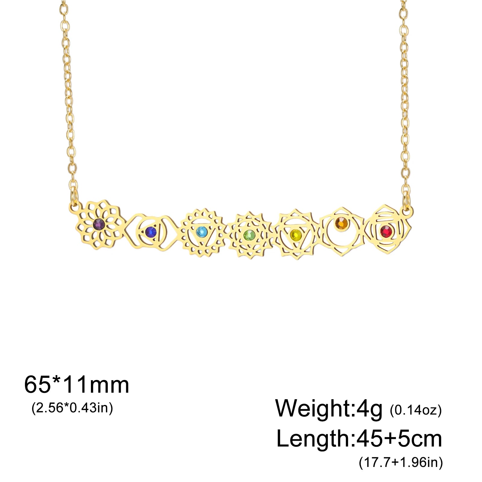 7 Chakra Pendant Necklace – Colorful Stone Stainless Steel