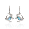 Larimar Crab Drop Earrings, 925 Sterling Silver