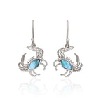 Larimar Crab Drop Earrings, 925 Sterling Silver