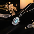 Moonstone Earrings & Necklace Set – 925 Sterling Silver with Crystal Halo