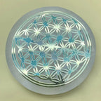 Engraved Selenite Charging Disc – Sacred Geometry Crystal Plate