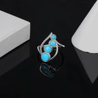Larimar Cascade Open Ring in 925 Sterling Silver