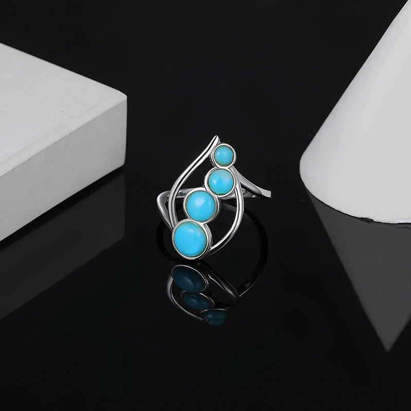 Larimar Cascade Open Ring in 925 Sterling Silver