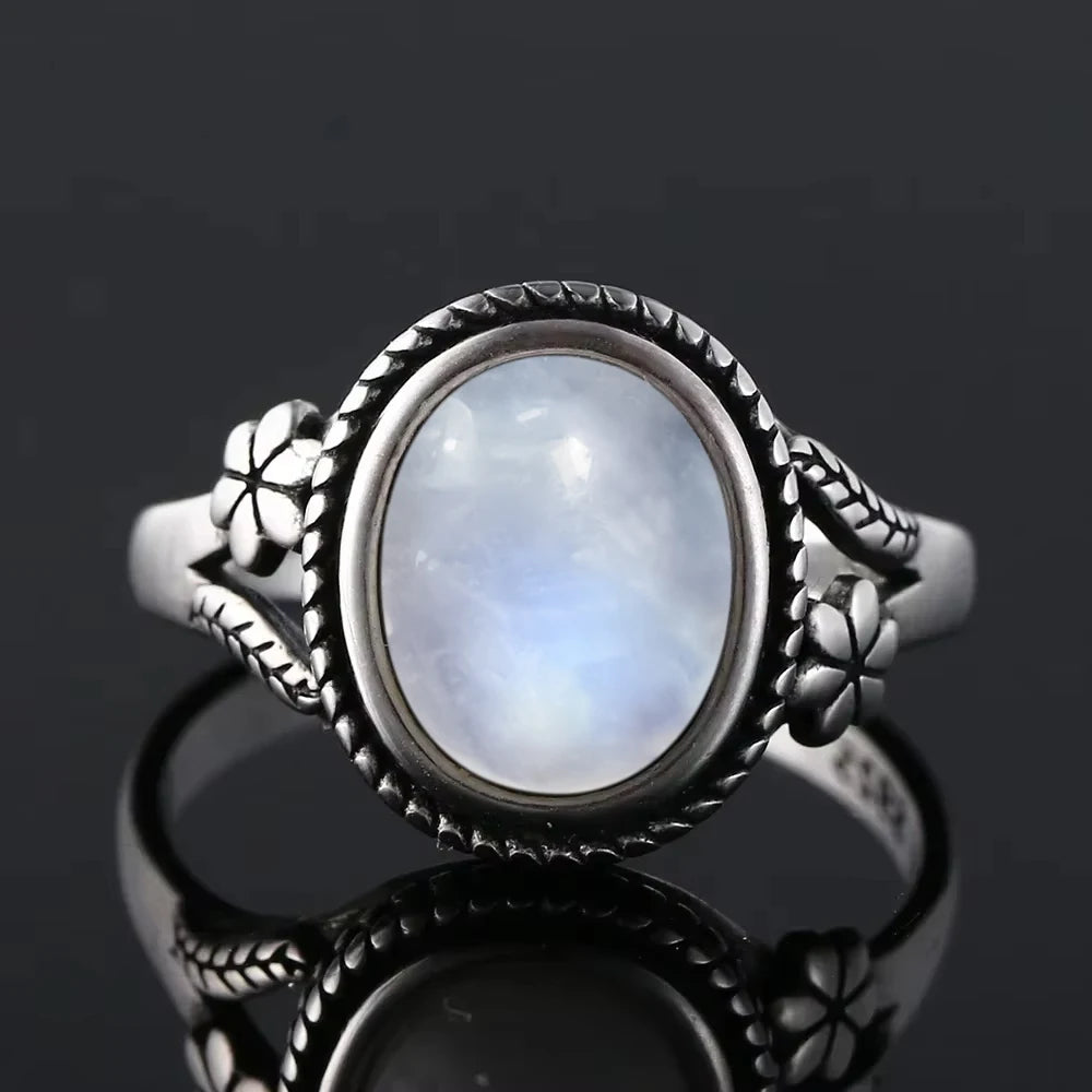 Moonstone 925 Silver Ring | Natural Gemstone Ring