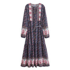 Boho Floral Maxi Dress with Long Sleeves