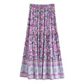 Floral Pleated Boho Maxi Skirt