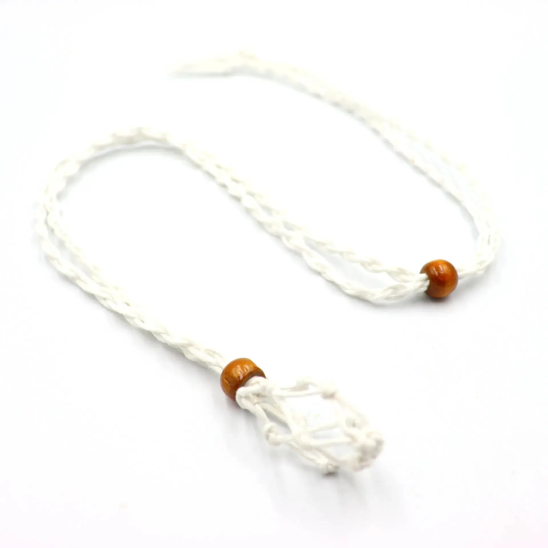 Macramé Mesh Pocket Crystal Necklace Cord | Adjustable Braided Pendant Holder