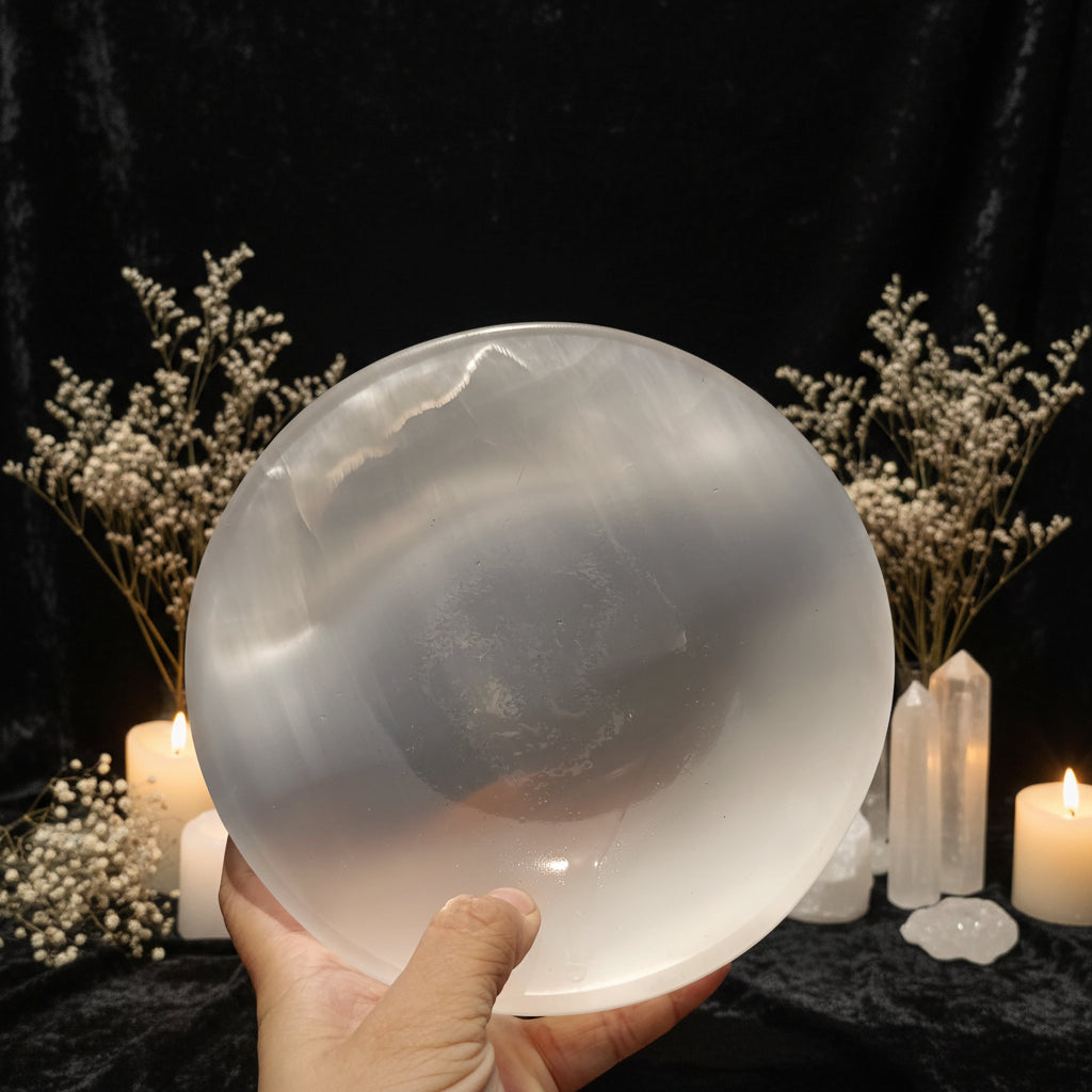 Natural Selenite Bowl — Crystal Charging, Cleansing & Sacred Space