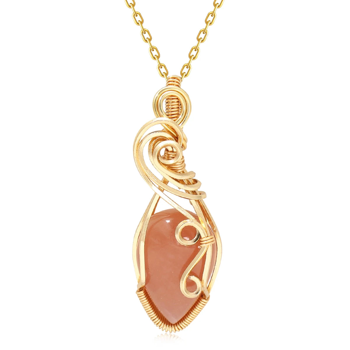 Wire-Wrapped Gemstone Pendant Necklace | Labradorite, Moonstone & Sunstone