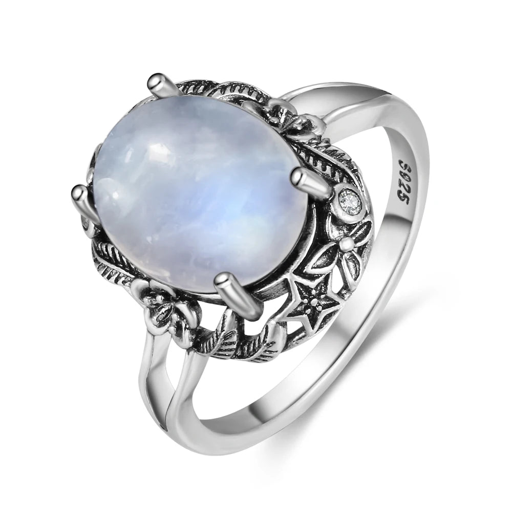 Moonstone 925 Silver Ring | Natural Gemstone Ring