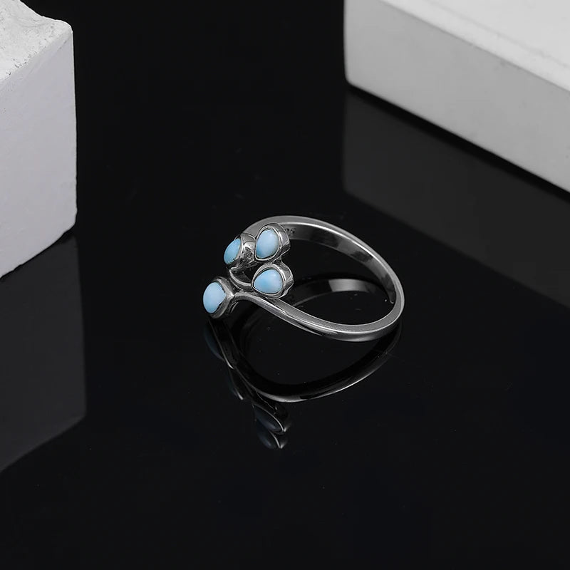Larimar Branch Ring, Open Silver Band