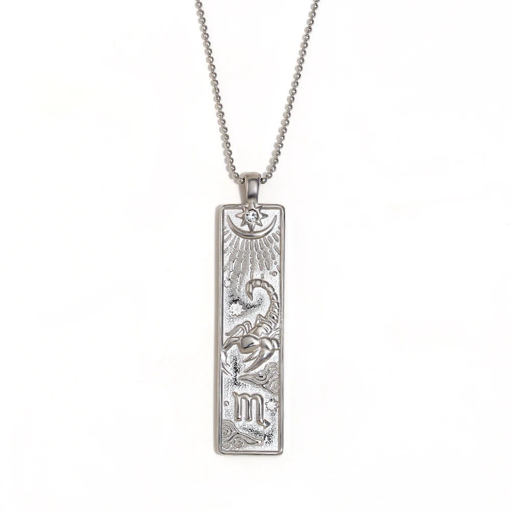 Zodiac Bar Pendant Necklace — 18K Gold & Silver Rectangle Star Sign