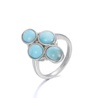 Larimar Four-Stone 925 Sterling Silver Ring