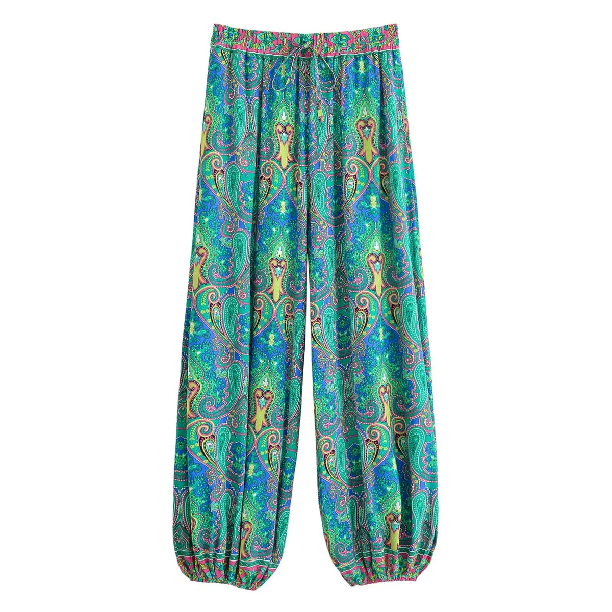 Boho Floral Print Wide-Leg Bloomer Pants
