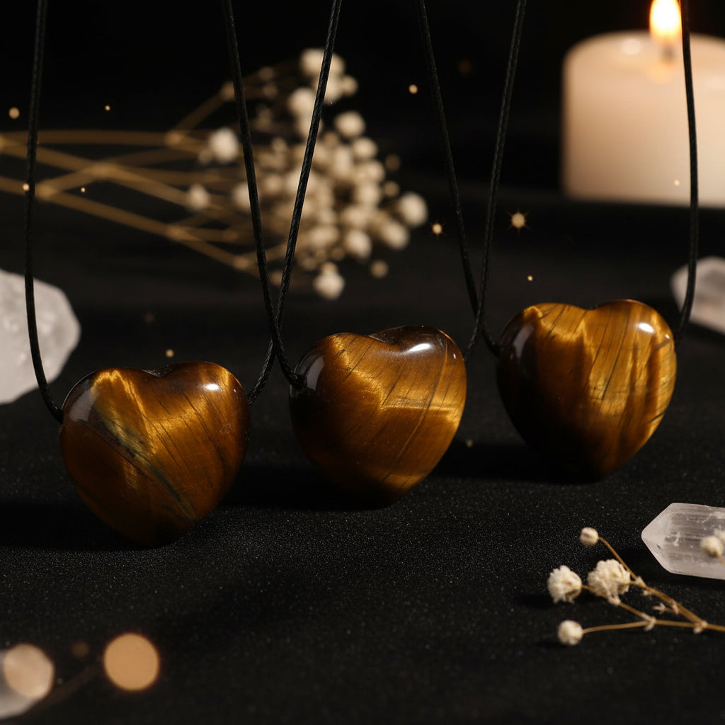 Natural Stone Heart Pendant Necklace – Choose Your Crystal