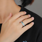 Larimar Geometric Bezel 925 Sterling Silver Ring
