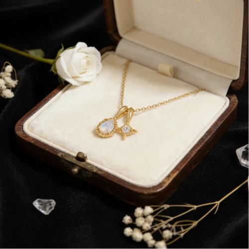 Double Moonstone Star Talisman Necklace