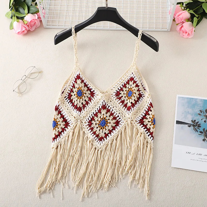 Boho Crochet Fringe Crop Top