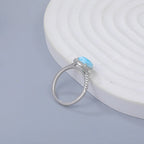 Larimar Halo Ring, Pavé Zircon Shoulders