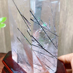 Rainbow Clear Quartz Tower with Black Tourmaline Rutile — 1.6kg Collector's Specimen