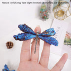 Blue Aura Crystal Dragonfly Figurine | Natural Crystal Decor