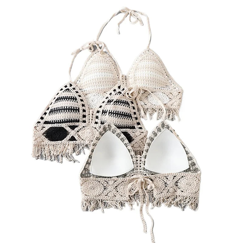 Boho Crochet Tassel Halter Bralette