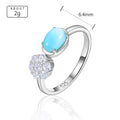 Larimar Toi et Moi Ring, 925 Sterling Silver