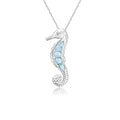 Larimar Seahorse Pendant Necklace in 925 Sterling Silver