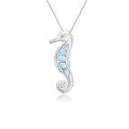 Larimar Seahorse Pendant Necklace in 925 Sterling Silver