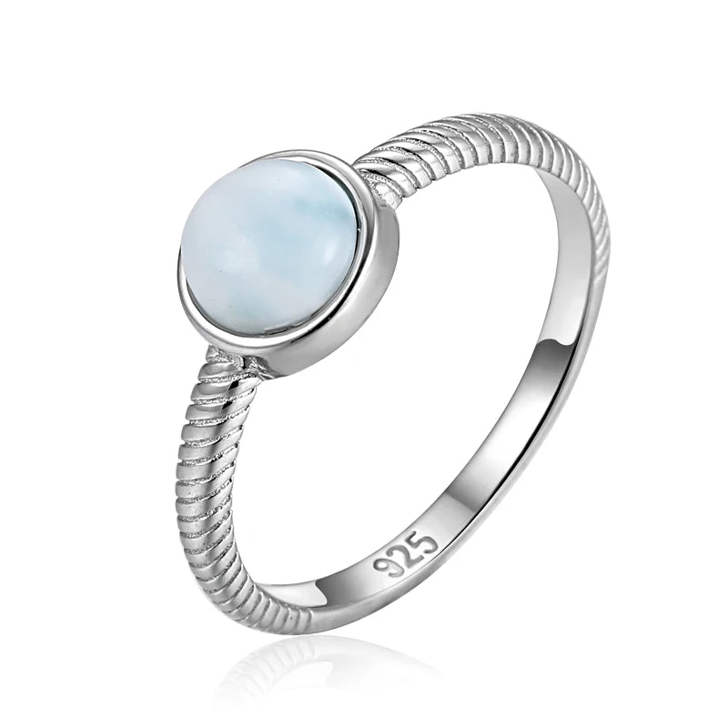 Larimar Round Ring, Rope Texture Band