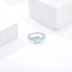 Larimar Round Bezel Ring, Scrolled Shoulders